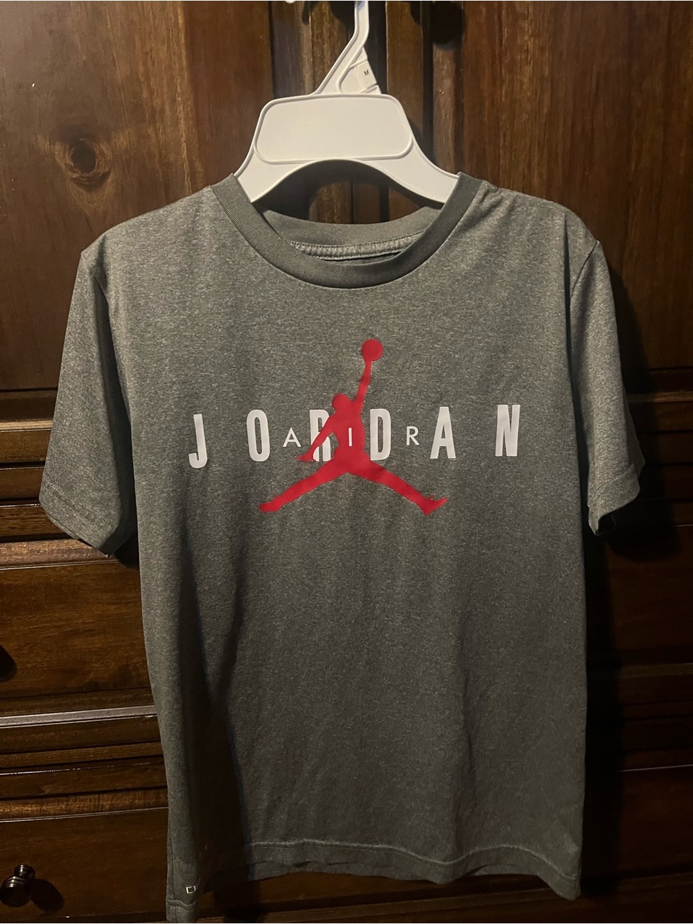 Jordan Kids Gray Tee with Red Jumpman Logo